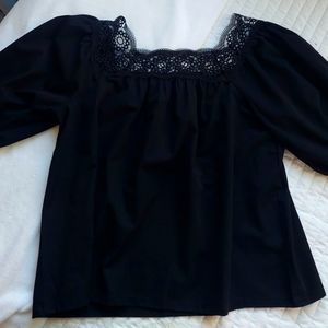 Ann taylor lace trimmed top size L